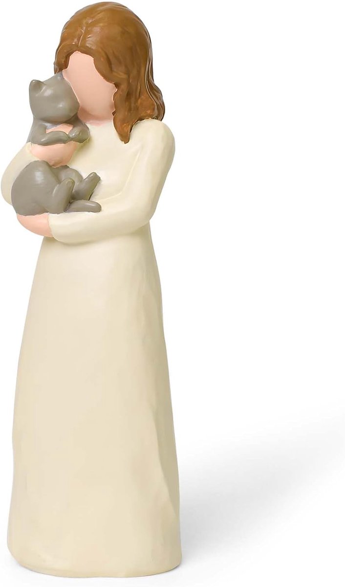 Herdenkingsgeschenken voor vrouwen, grijze kattenornamenten voor dierenliefhebbers, vriendschap, beschermengel en woondecoratie