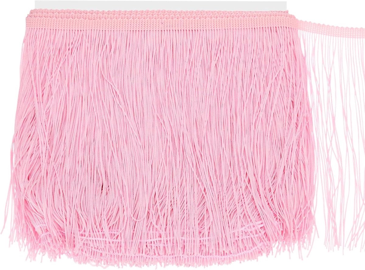 METERXITY Chainette franjes, 20 cm polyester vlecht kwastjes trim voor doe-het-zelf ambachten/Latijnse jurk/lampenkap decoratie/trouwjurk/naaien/kleding franje garen [roze]