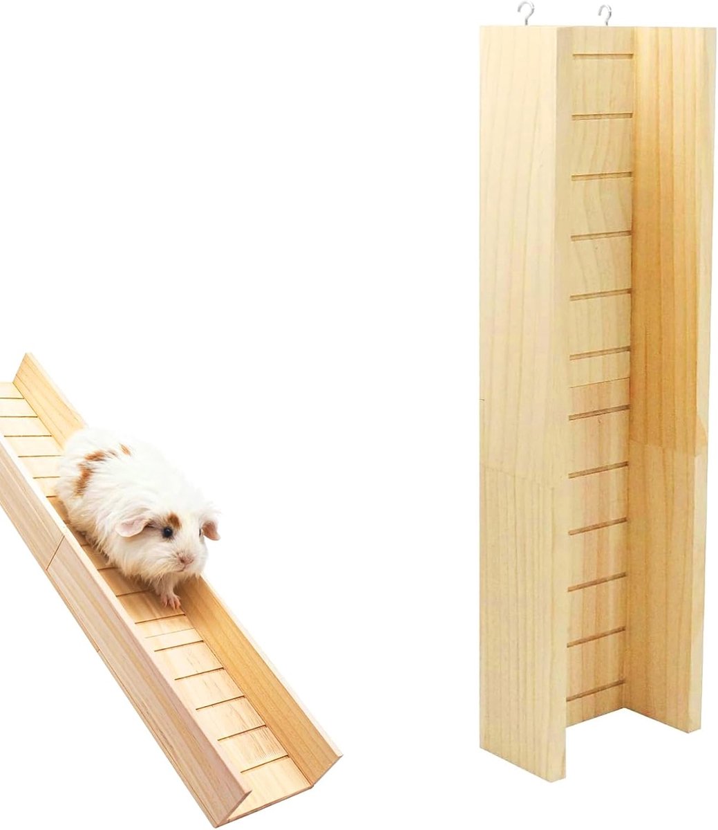 klimhelling, hout, 60 cm, hamsterbrug, klimladder, houten ladder, accessoires voor kooi, houten brug, klimspeelgoed, speelgoedladder voor kleine dieren, cavia's, hamsters, ratten