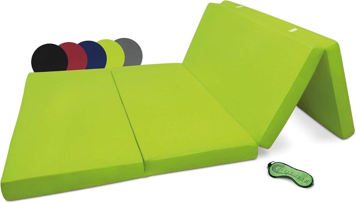 Opvouwbare Matras - Vouwmatras Gastenbed - Logeren en Reizen - 3-voudig Inklapbaar - 120x195 cm - Appelgroen