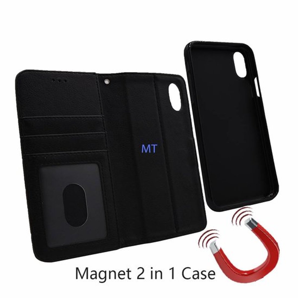 Lavann Band Lavann 2 in 1 Leather Book Case geschikt voor Samsung Galaxy A80 - Zwart