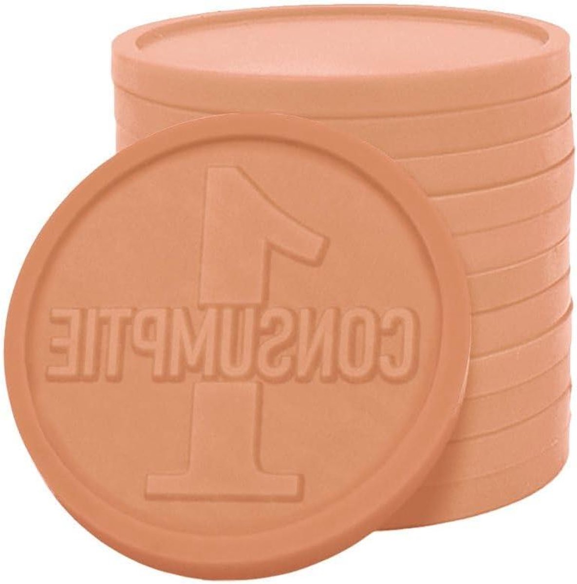 Consumptiemunten - Horecazetons - Evenementen Organiseren - Gerecycled Materiaal - 250 Stuks - Pastel Oranje