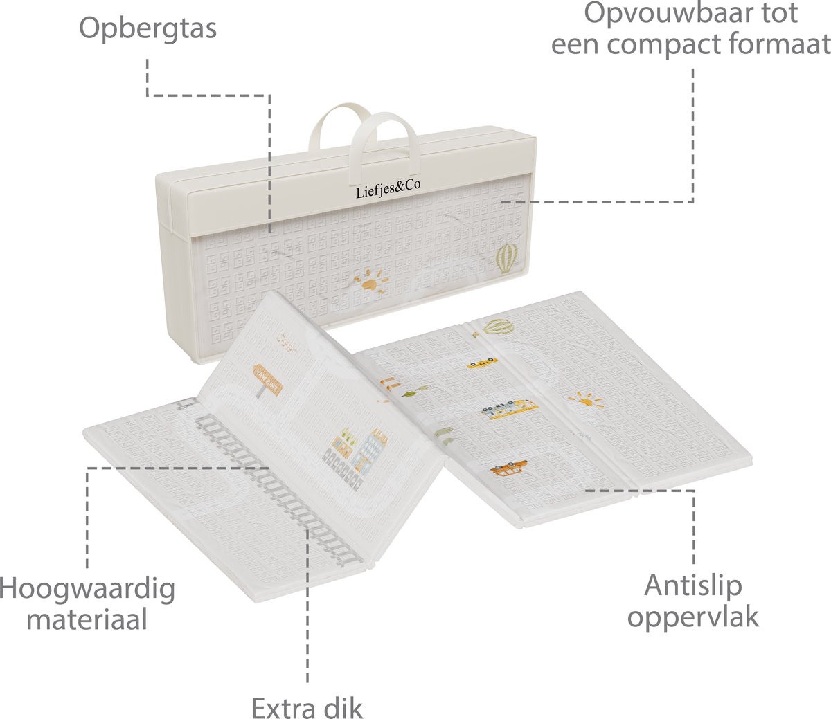 Liefjes & Co Speelmat Baby - Speelkleed Baby 180x200x1,5 cm – XPE Foam Speelkleed – Dubbelzijdige Opvouwbare Kruipmat thumbnail 4