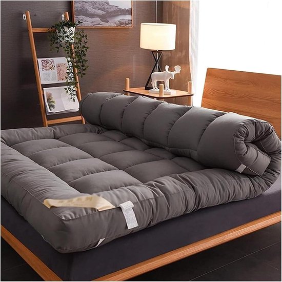 Japanse futonmatras - Opvouwbaar matras - Comfortabel slapen - Dubbele antislip - 90x200cm - Grijs — afbeelding 2