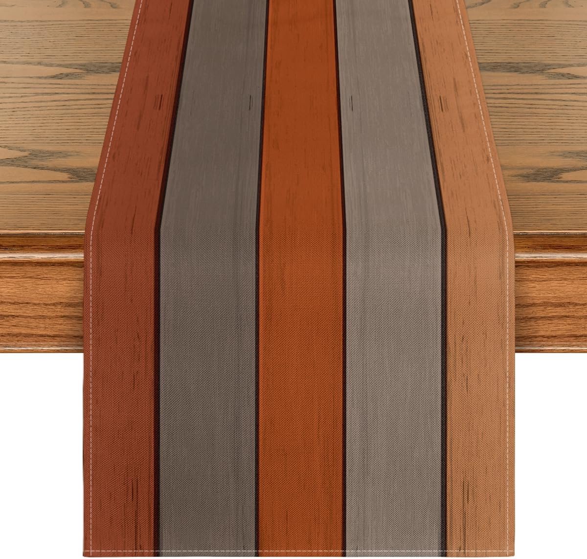 Mode Oranje Planken Antiek Oud Rustiek Hout Herfst Tafelloper, Seizoensgebonden Keuken Tafel Decoratie Binnen Vakantie Feest Decor 40x140 cm