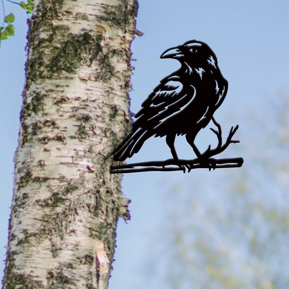Raaf metalen tuindecoratie kraaientuin kunst raaf decoratieve tuinpalen vogel gazon ornamenten werfstokken muursculpturen metalen muurkunst voor gazon, terras, boomdecoratie