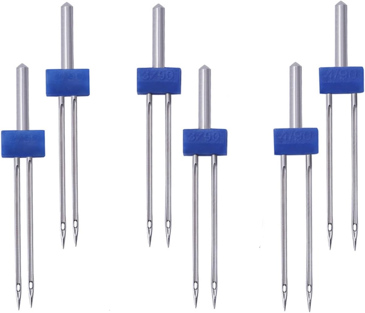 6 stuks naaimachinenaald, dubbele naald, jersey, tweelingnaald, stretch, jersey naalden voor naaimachine, W6 dubbele naald voor huishoudelijke naaimachine met naaivoet, naaimachineaccessoires