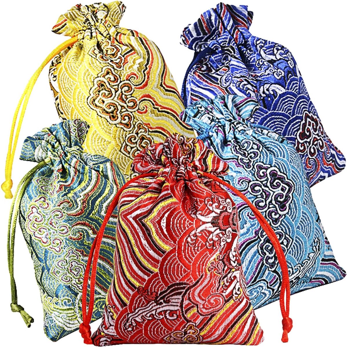 Zijde Brokaat Sieraden Pouch Tas 10x14cm Voor Bruiloft Favors, Geborduurd Snoep Chocolade Tas Voor Kerstmis Nieuwjaar Verjaardagsfeest