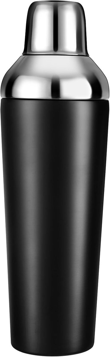 Geïsoleerde cocktailshaker zwart - 23 oz dubbelwandige vacuüm roestvrijstalen martini-shaker met ingebouwde zeef en jiggerdeksel, Pro lekvrije verzwaarde shaker voor thuisbar, premium