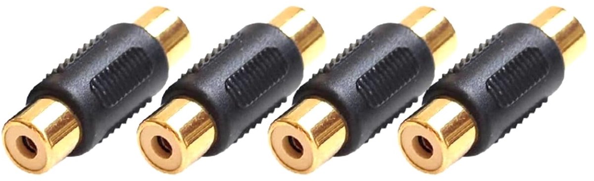 4 x RCA-aansluiting op buskoppeling, cinch phono-aansluiting, koppelingsadapter, verlengkabel, soundkabel, audio-aansluitadapter, voor luidspreker, cinch-kabel, versterker, camera, DVD, VCD