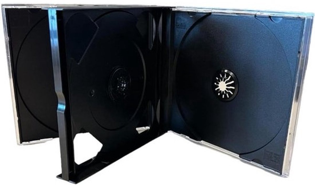 Quad Jewel Case - CD DVD Opslag - Media Organiseren - Vier Schijven Capaciteit - 24 mm Dikte - Zwart