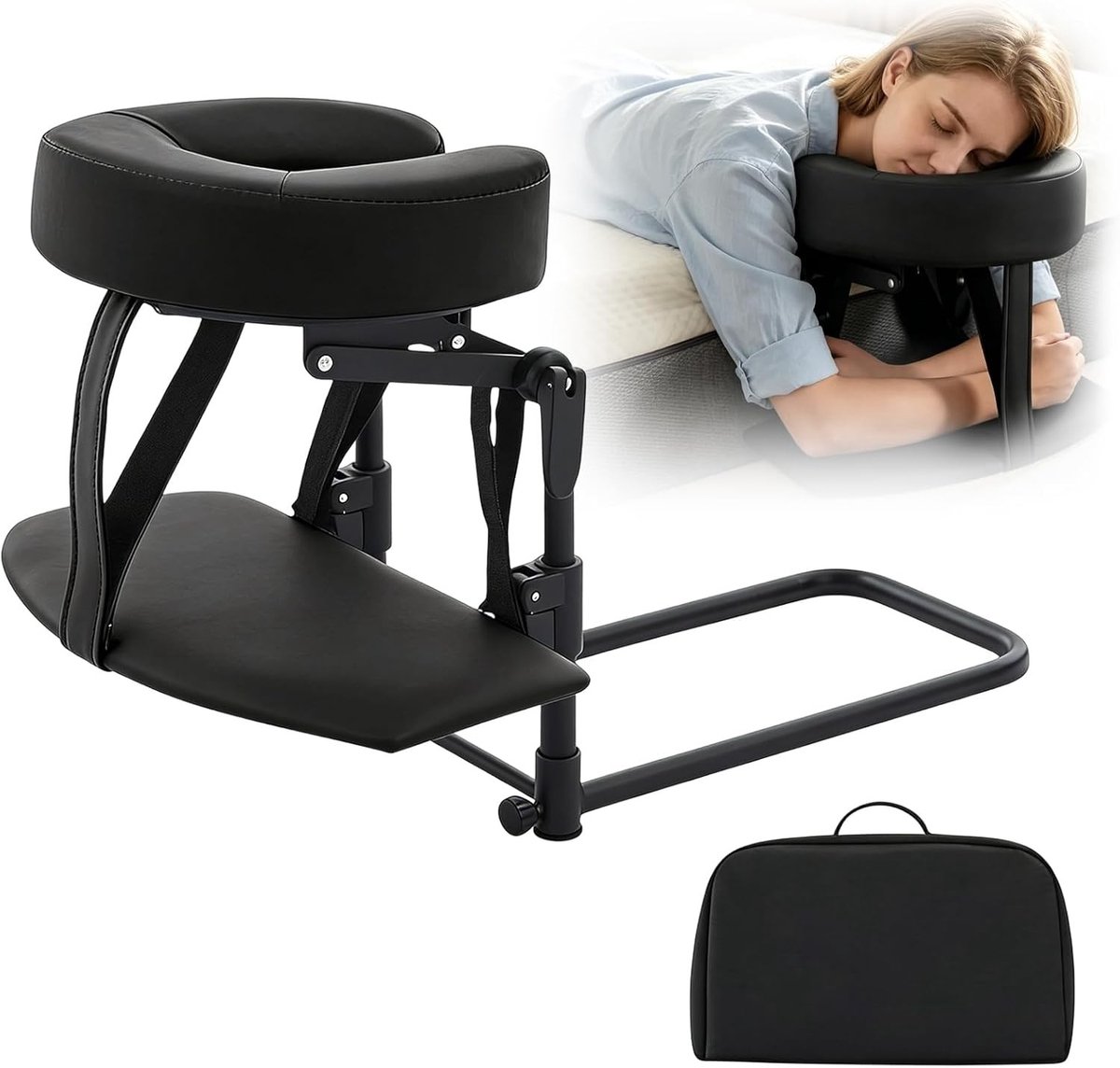 Verstelbare Massage Hoofdkussen voor Bed, U-vormig Kussen met Gezichtsopening voor Salon, Spa en Thuisgebruik, Ideaal voor Ontspanning en Comfort (14-45cm)