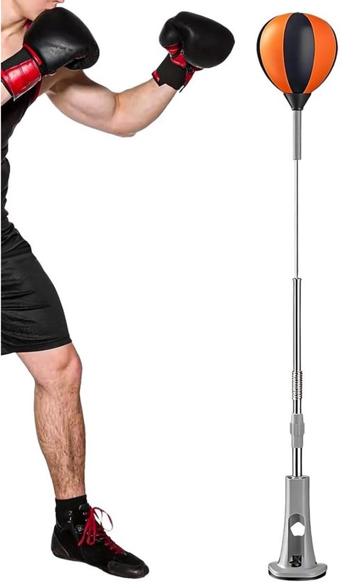 Staande Bokszak - Trainingspaal Fitness - Vechtsport Training - Verstelbare Hoogte - 115-160 cm - Zwart
