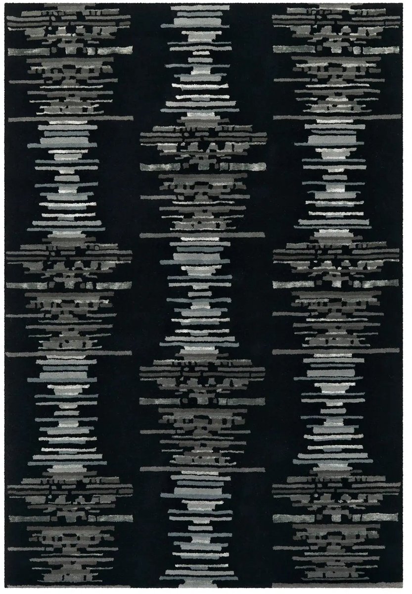 Dutch XXL Wollen Vloerkleed | Tapijt | Satin | Strepen | Antraciet | 120x180 cm