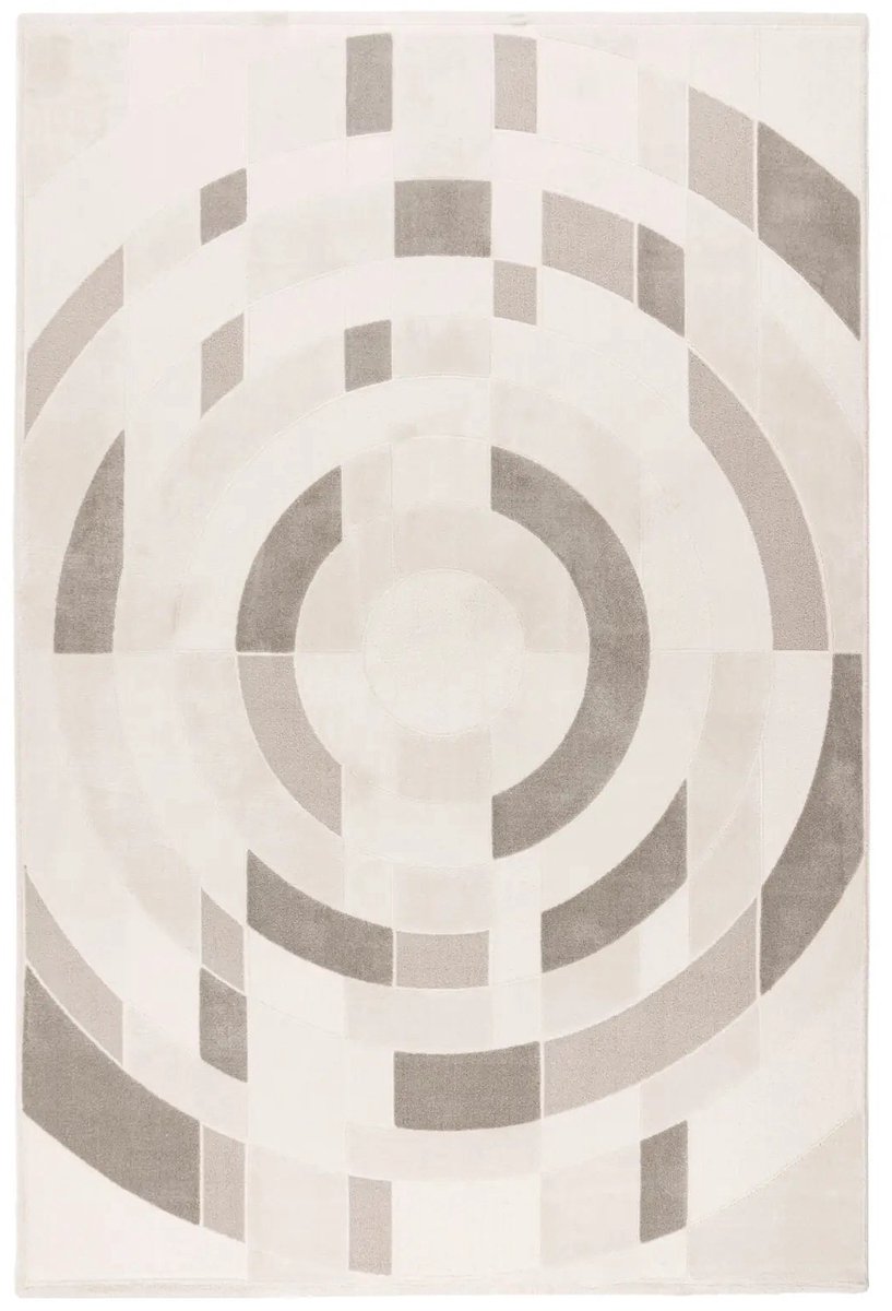 Dutch XXL Modern Vloerkleed | Tapijt | Bergamo | Grafisch | Zilver | 160x230 cm