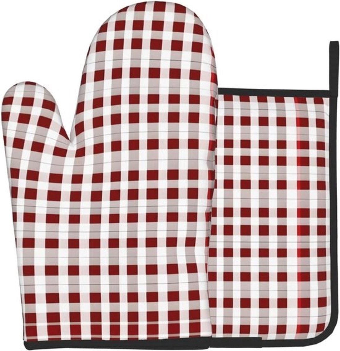 Keuken Handschoenen Set - Ovenwant Pannenlap - Koken en Bakken - Hittebestendig Materiaal - 28 x 18 cm - Zwart