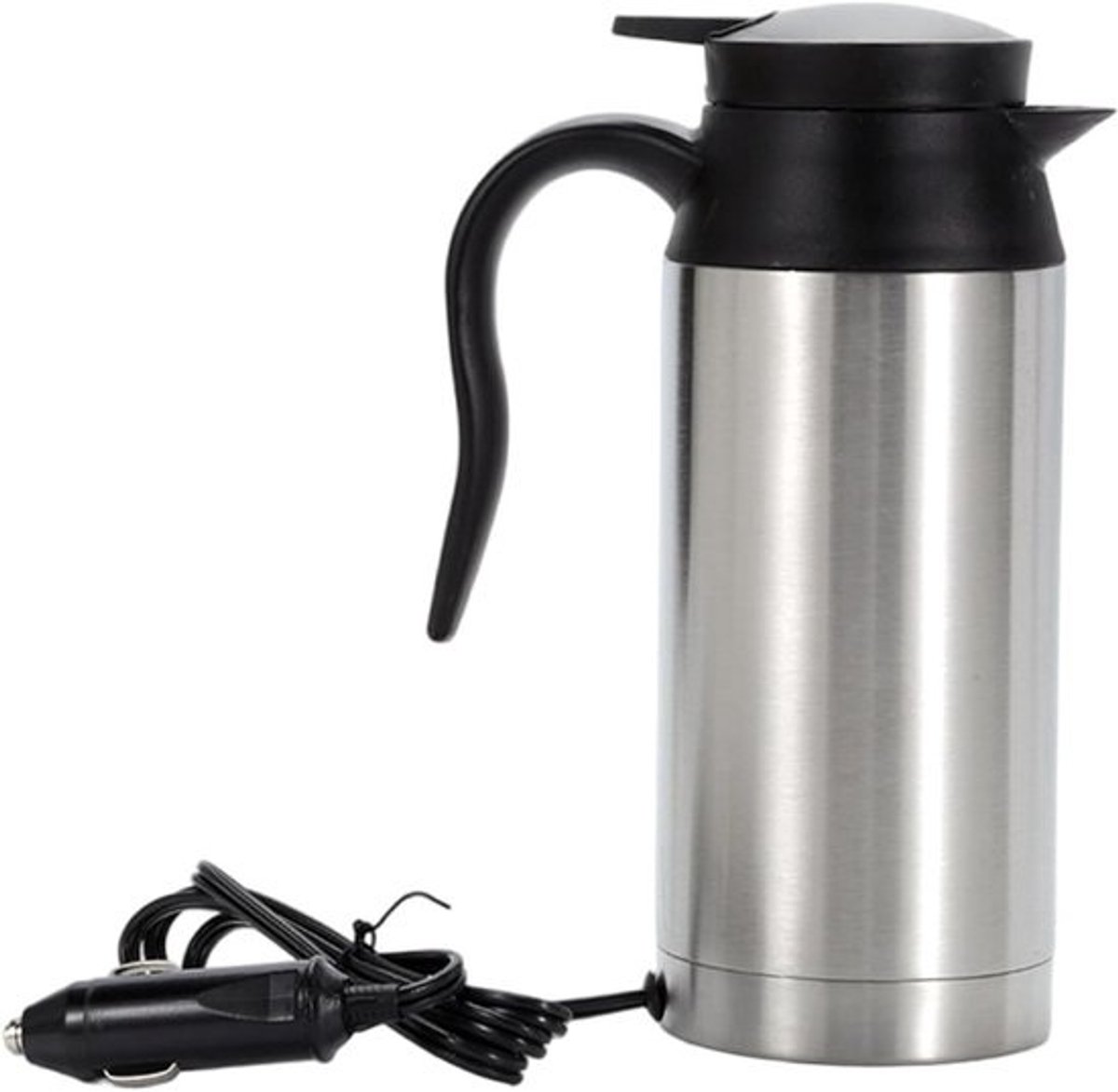 Draagbare Waterkoker - Auto Waterkoker - Warme Dranken Onderweg - 12V 24V Compatibel - 750 ml Capaciteit - Zilver