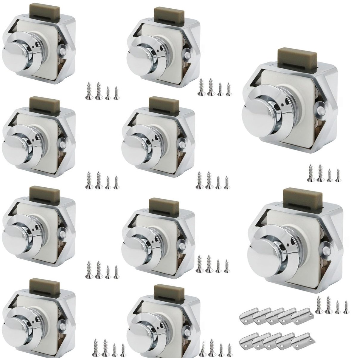 Push Lock Button Catch - Voor motorhomes en boten - 10 stuks