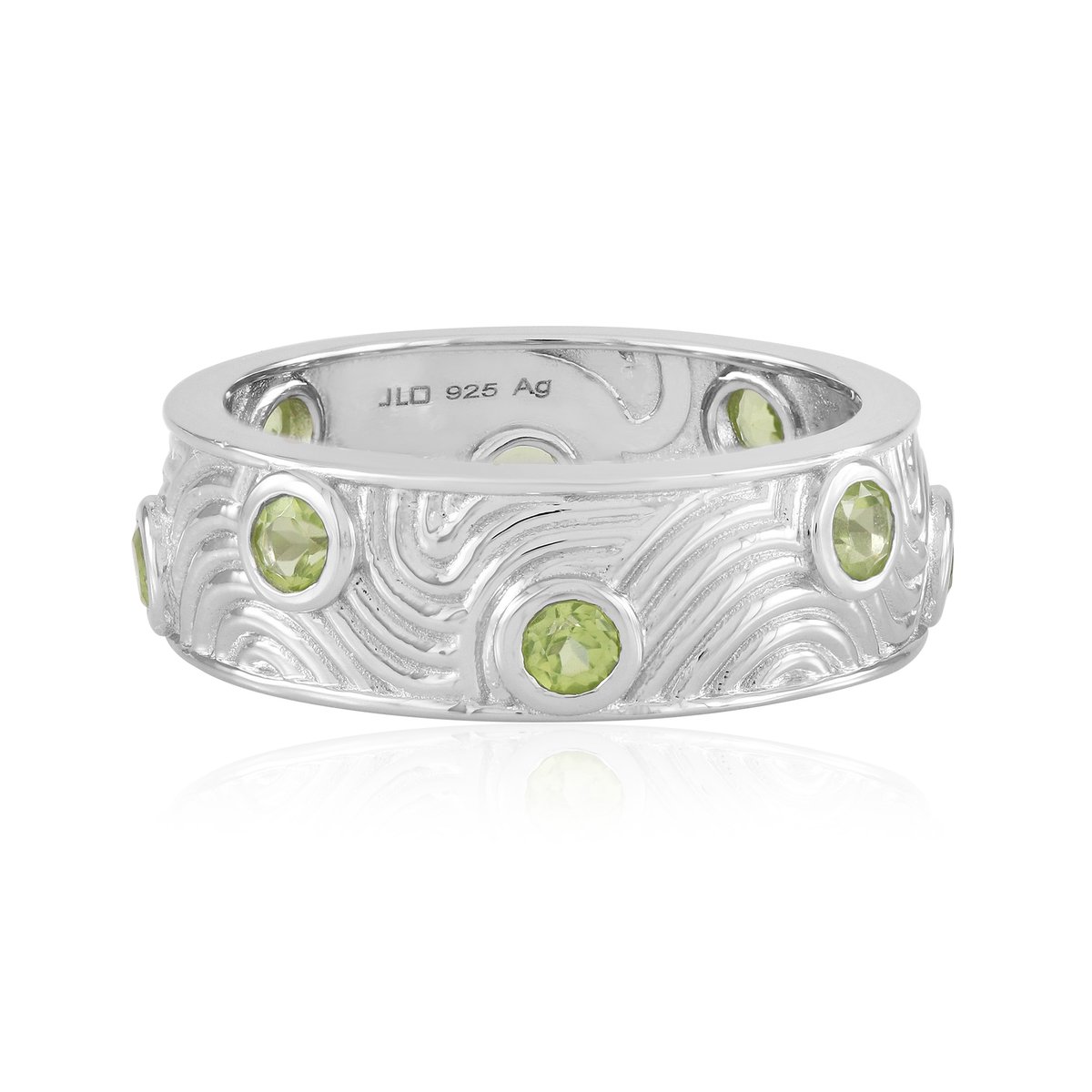 Cavill - Zilveren ring met 8 ronde Peridoten 0,91 ct - 925 sterling zilver met platina laag - Moderne Elegante ring dames met groene stenen