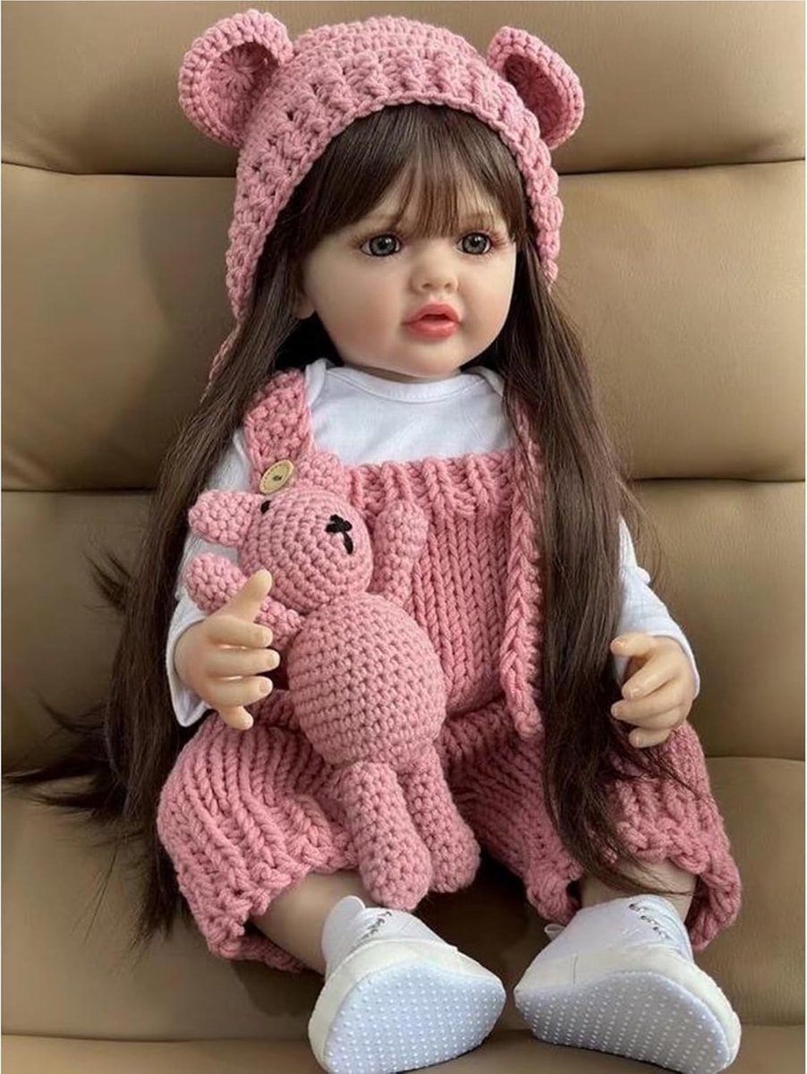 Reborn Poppen - 50 cm Zachte Siliconen Vinyl met Roze Gebreide Outfit