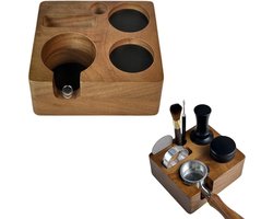 Professioneel Tamper Station voor Espresso met Beukenhout, Verstelbare Hoogte en Siliconen Kussen, Ideaal voor Barista's en Koffieliefhebbers