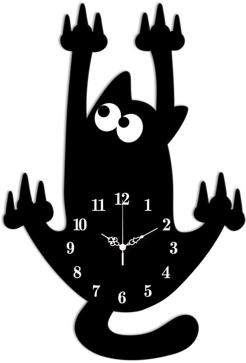 Wandklok met grappige kattenprint - 41x28 cm