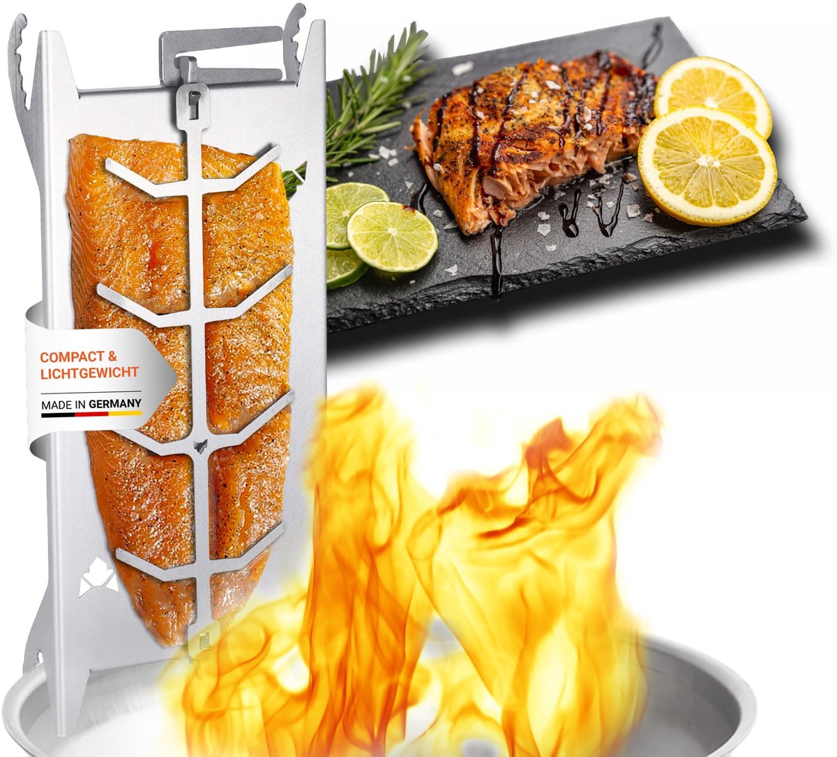 Zalmhouder - Voor vuurkorven en grills - 180° draaibaar