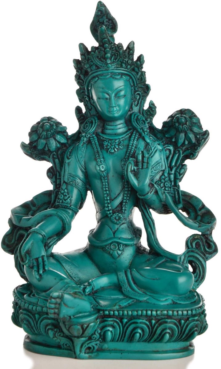 Boeddha Beeld Green Tara - Turquoise - 20 cm