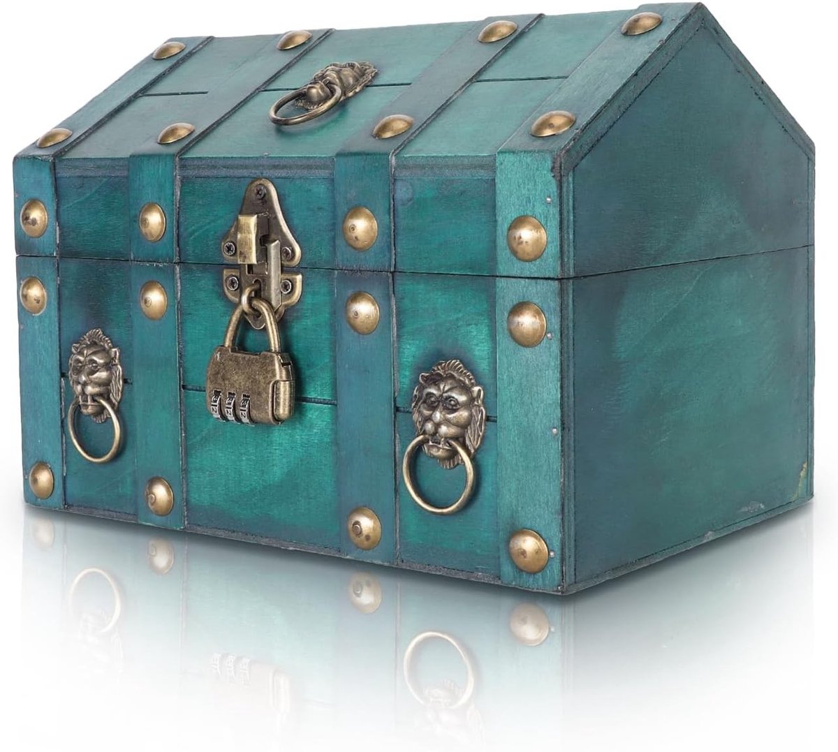 Handgemaakte Houten Piratenschatkist met Digitale Slot, Vintage Decoratieve Box voor Sieradenopslag en Bureauopslag, Perfect voor Piraten Decoratie