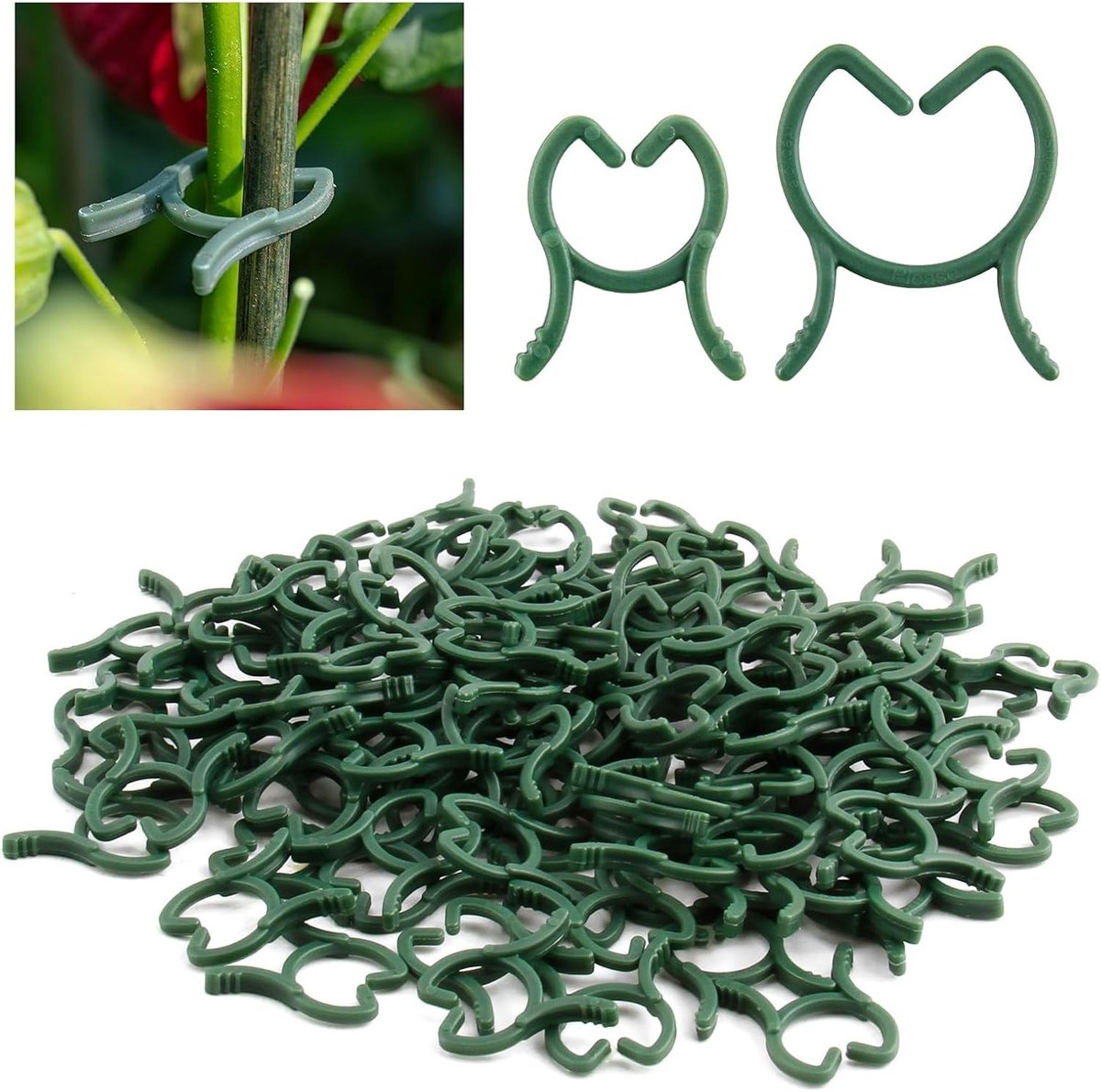 Set van 200 stevige plantclips voor het ondersteunen van groenten, fruit, tomaten en komkommers in de tuin