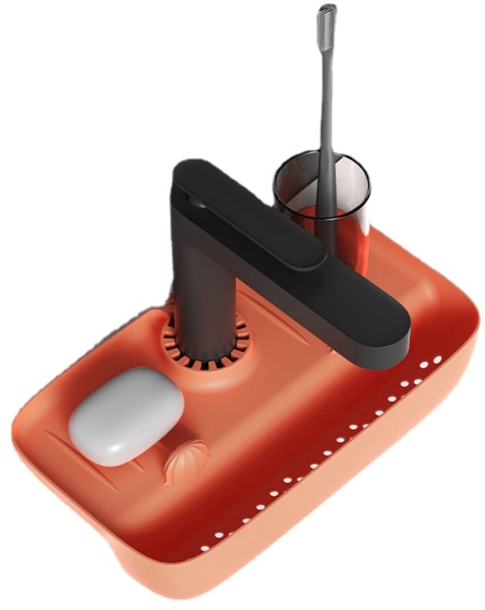 Waterkraan drain rack - Anti-slip keukenorganizer - Oranje
