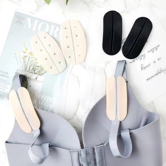 Set van 6 Siliconen Bh-Haakjes, Zachte Bh-Haakjes, Antislip Schouderpads voor Comfort en Ondersteuning voor Vrouwen en Meisjes (Meerkleurig) — afbeelding 3