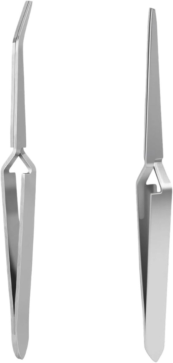 Professionele RVS Cross Lock Pincetten Set van 2 - Gebogen en Rechte Pincetten voor Solderen, DIY Projecten en Juwelen Maken