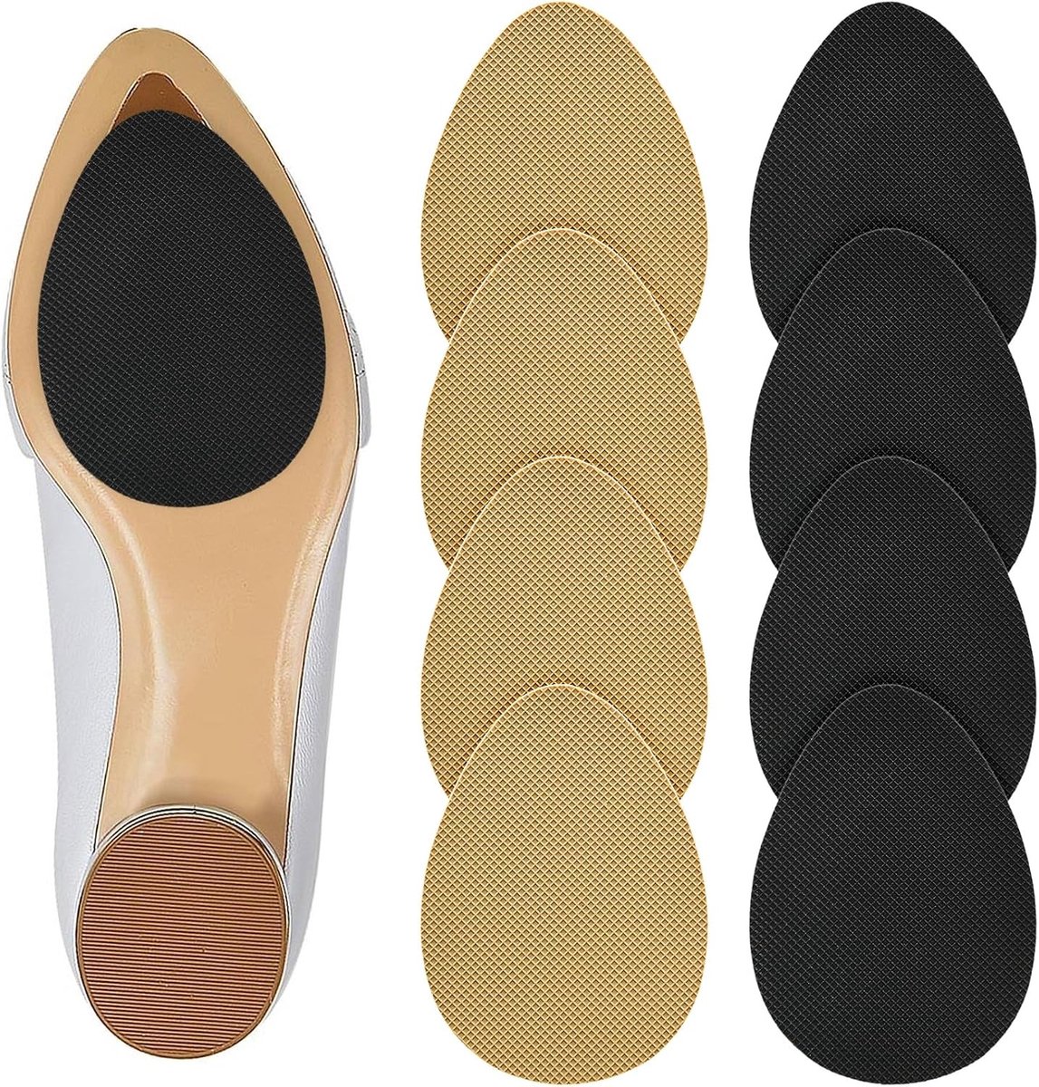 4 paar antislip schoeninlegzolen, zelfklevende zoolbescherming, silicone zolen voor heren en dames (beige, zwart)
