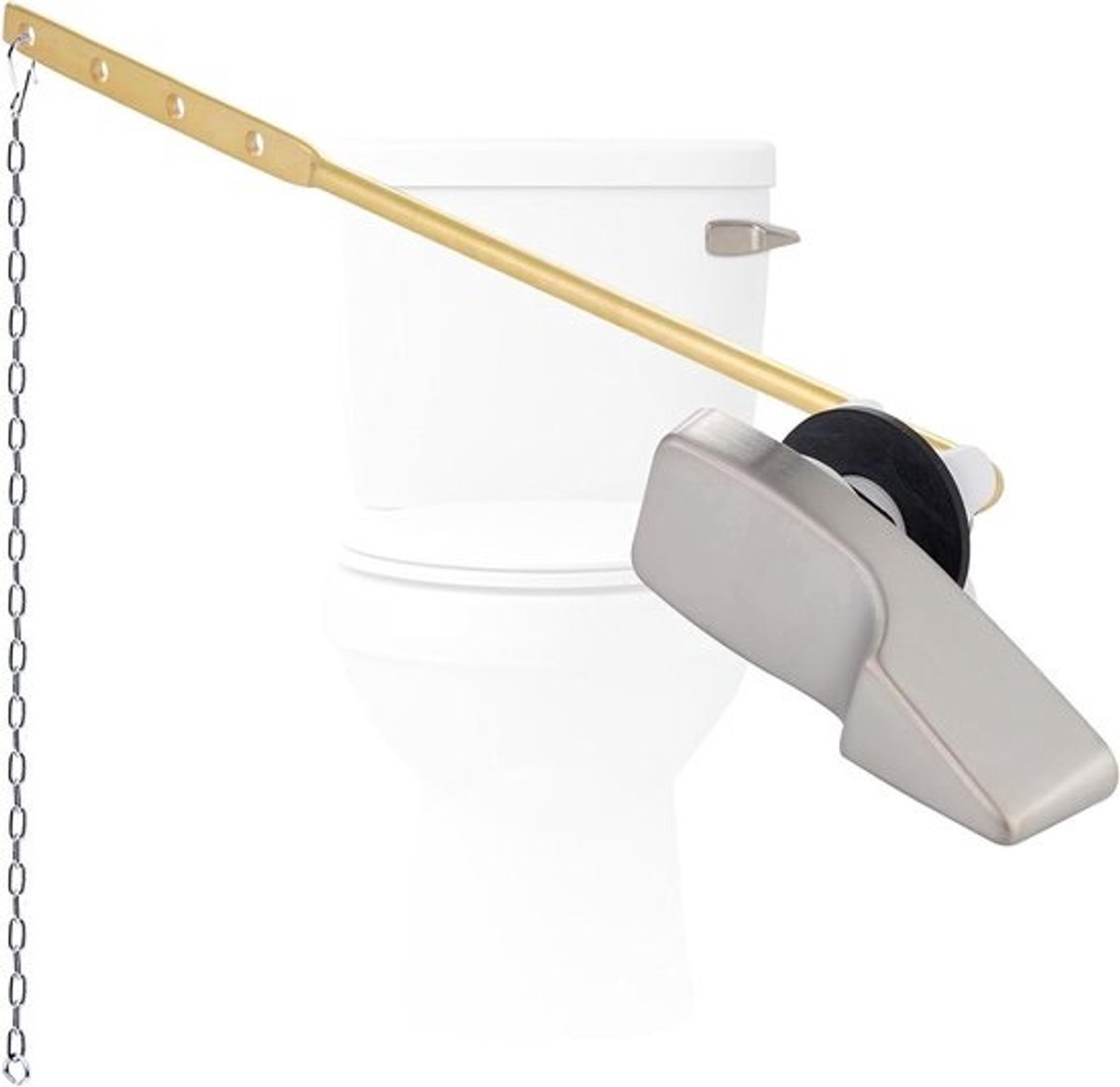 Toilet Spoelhendel - Toilettank Hendel - Toilet Reparatie - Front Mount Ontwerp - 8cm Breedte - Geborsteld Nikkel