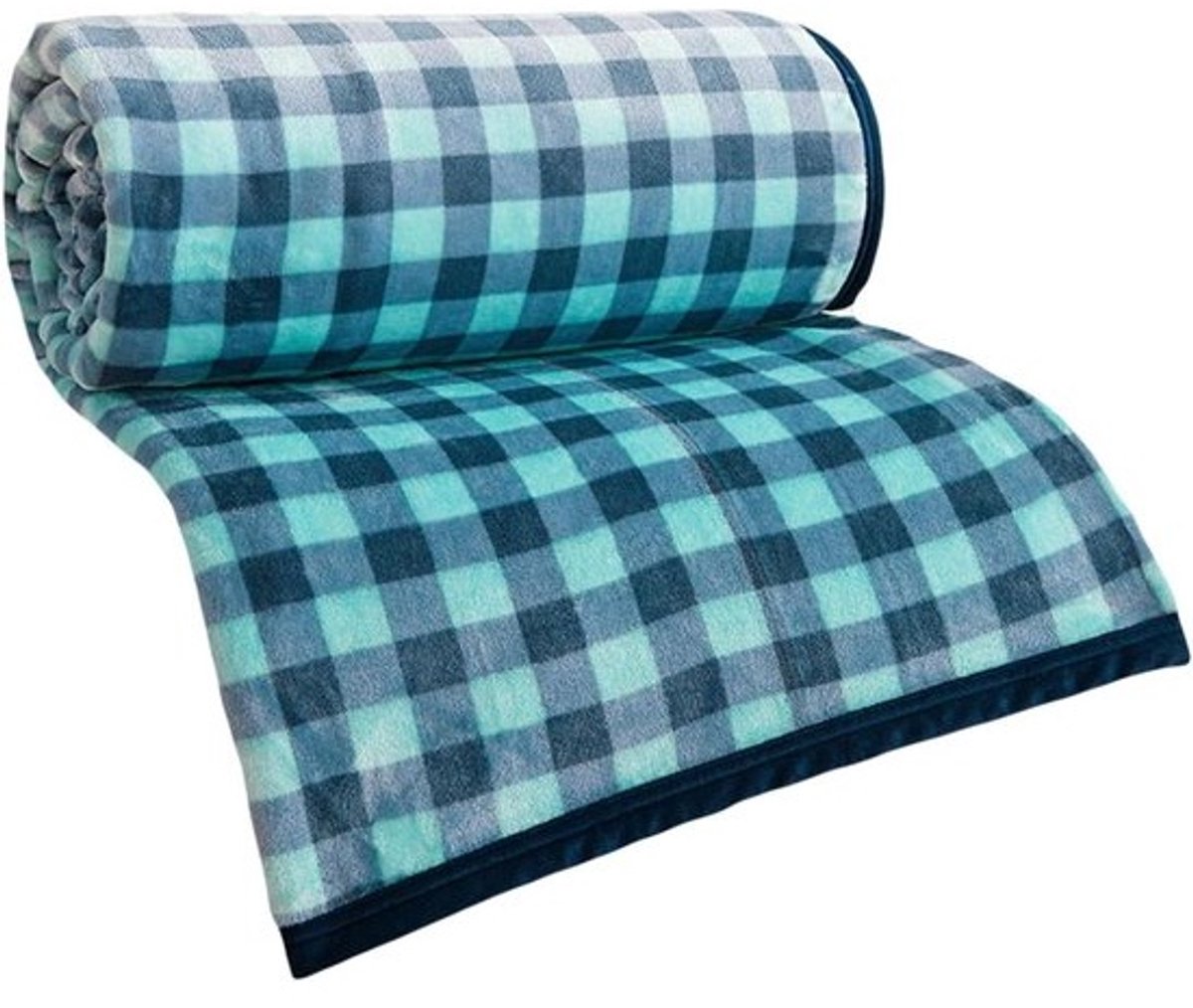 Flanellen Deken - Plaid Bankdeken - Gezellig Thuis - Zacht Pluche Bont - 200x230 cm - Blauw
