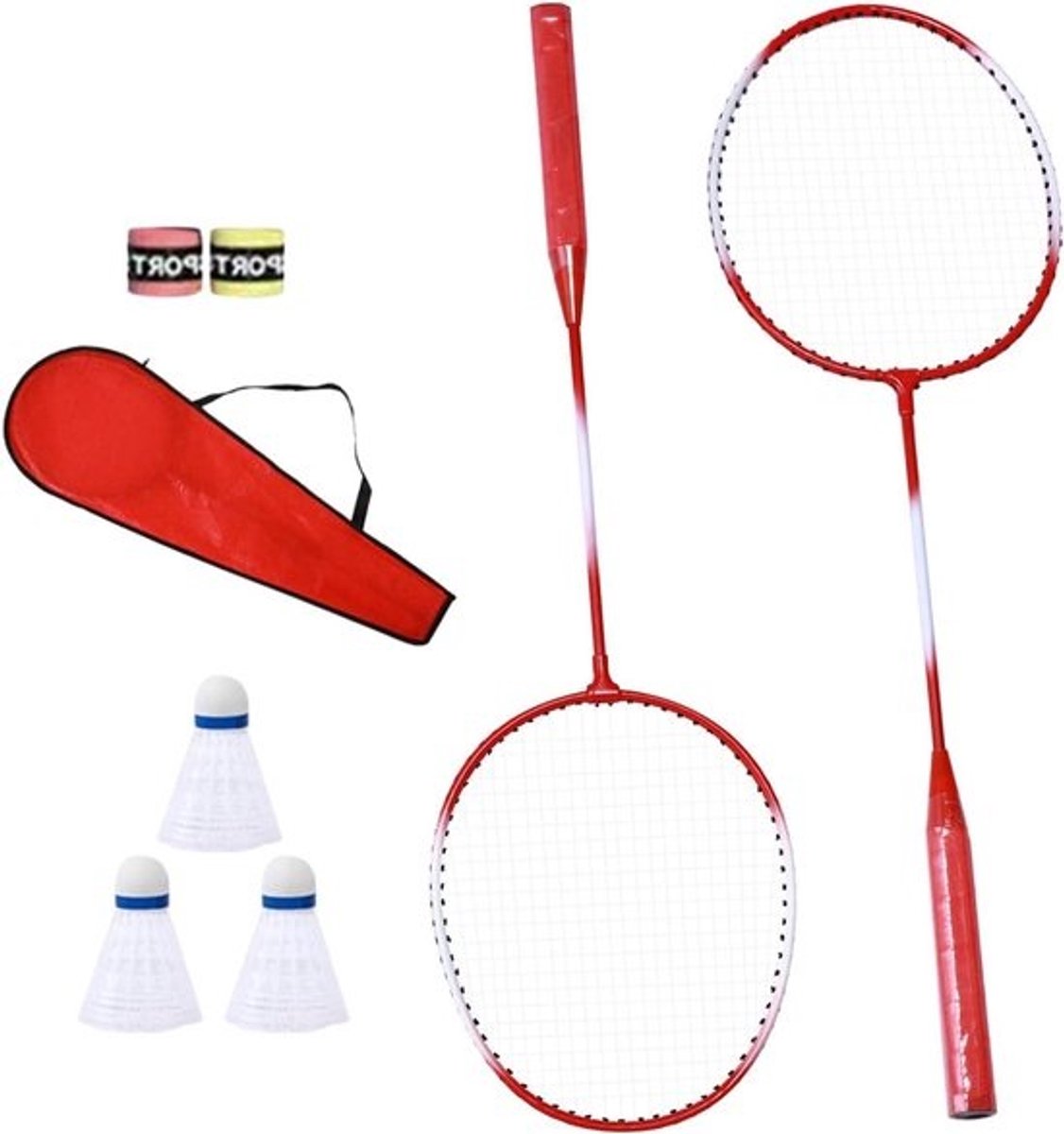 Badmintonracket Set - Racketspel Set - Buiten Sporten - Verbeterde Stabiliteit - 670 mm - Rood Blauw Paars