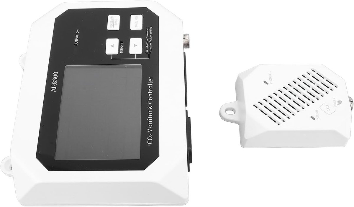 Digitale CO2 Controller voor Binnen, Luchtkwaliteitsmeter met Vochtigheid en Temperatuur, 3.8 Inch Kleuren Scherm voor Real-Time Metingen en Betrouwbare Monitoring