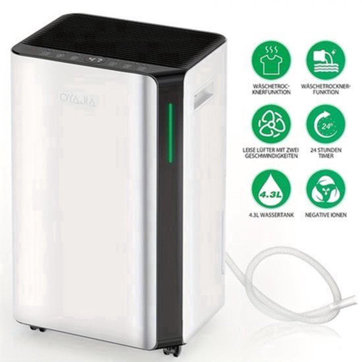 Luchtontvochtiger – Vochtvreter – Ontvochtiger – Vochtregulator – Aircoontvochtiger – 16 Liter Capaciteit – Stil & Energiezuinig – Wifi App Bediening – Digitaal Display – Wit – Slimme Vochtigheidsregeling – Continue Afvoer – Slaapstand