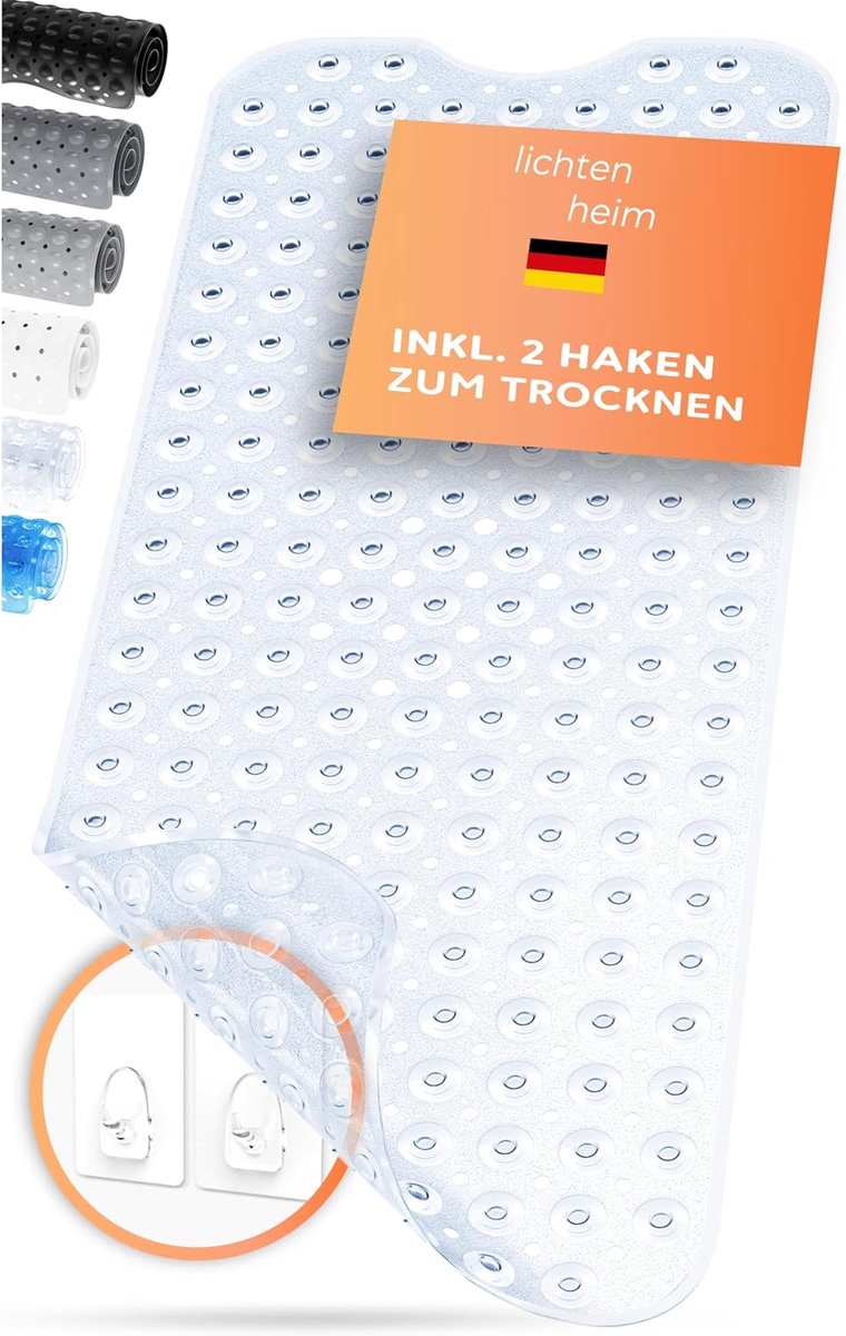 Badkuipmat 100x40 cm - 250 Zuignappen - BPA-vrij - Doorzichtig