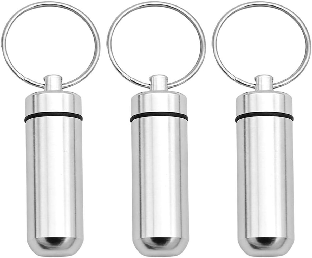 Draagbare mini-medicijnflessen van aluminiumlegering, waterdicht en luchtdicht, ideaal voor reizen en outdoor activiteiten.
