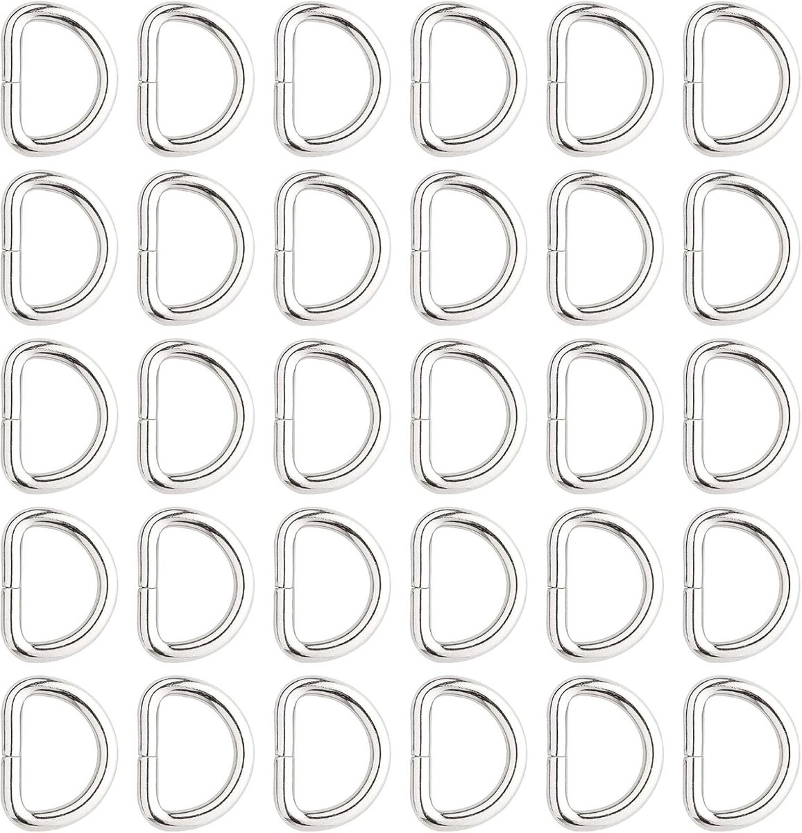30 Stuks Metalen D-Ringen 20 x 3.8mm Zilver voor Rugzakken, Tassen en Handgemaakte Accessoires