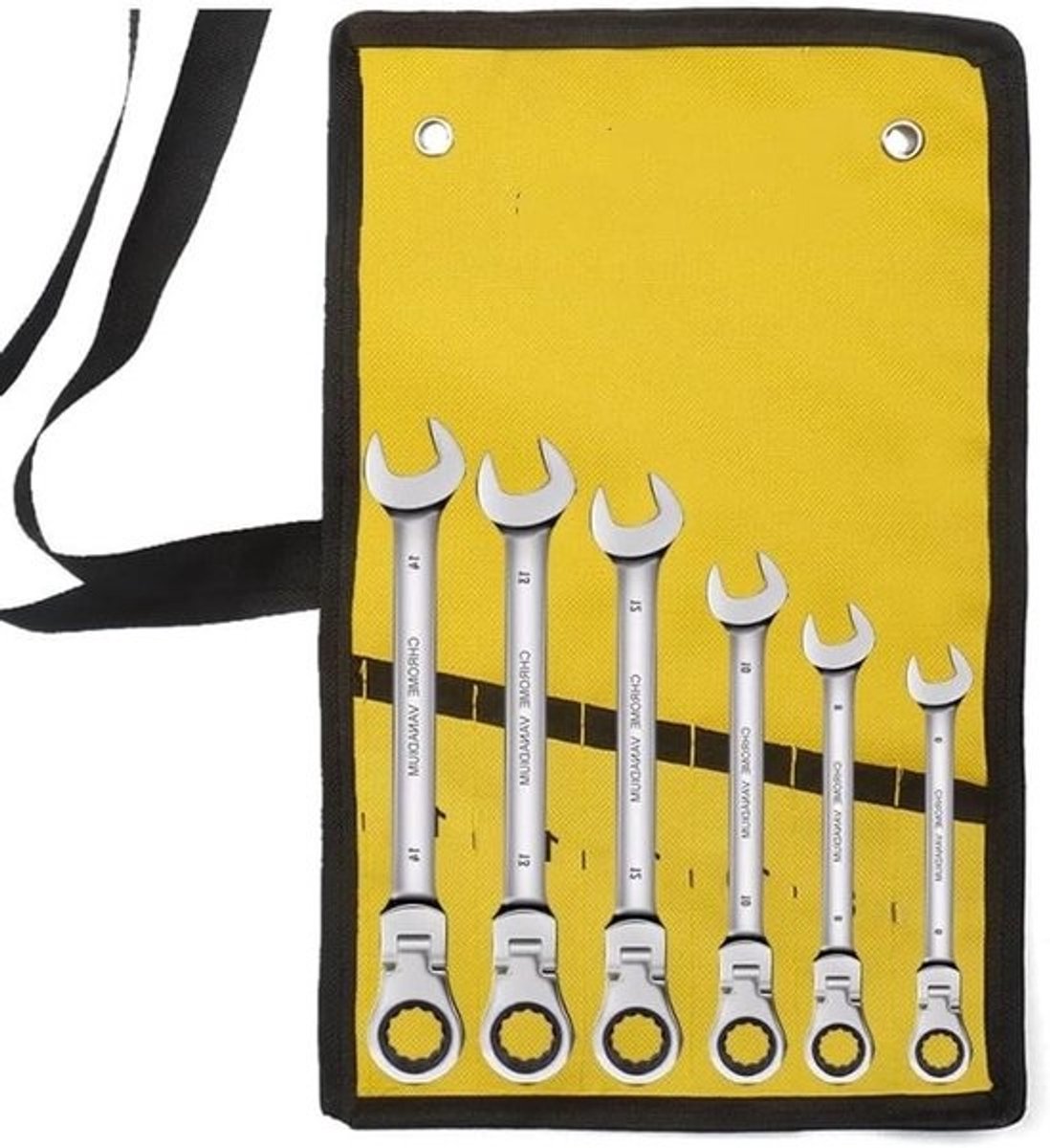 Sleutelset - Ratelsleutelset - Auto reparatie - Flexibele kop - 6 stuks - Metaal