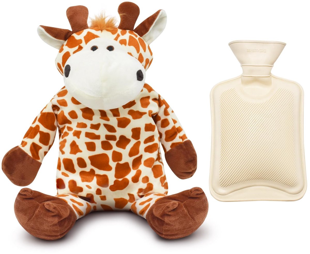 Warmwaterkruik met knuffelcover - 1 liter - Giraffe