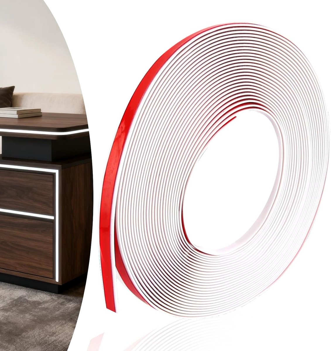 Flexibele Zelfklevende Moulding 10M x 1cm PVC voor Raam, Wand en Tegelrand Afwerking
