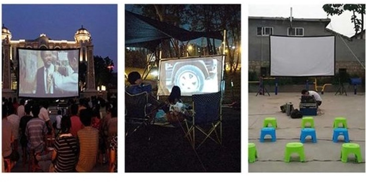Projectorscherm Standaard - Draagbaar Scherm - Buitenfilms Kijken - Opvouwbaar Ontwerp - 16:9 Beeldverhouding - Wit