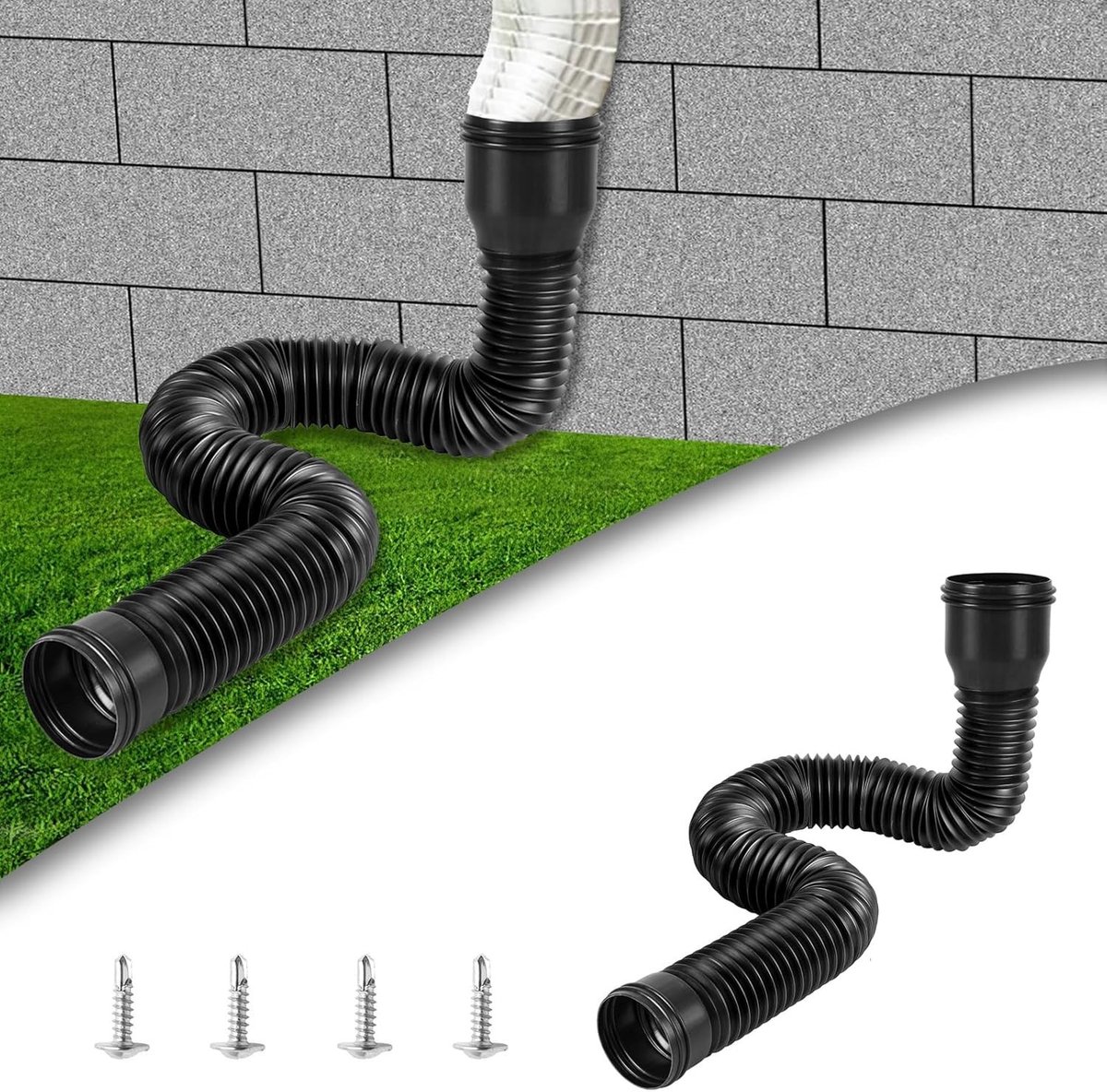 Flexibele Afvoerpijp voor Dakraam, Regenpijp Verlenging, Ronde Afvoerpijp 80/100mm, Verstelbare Lengte van 47 tot 150 cm, Ideaal voor Dakgoten en Waterafvoer
