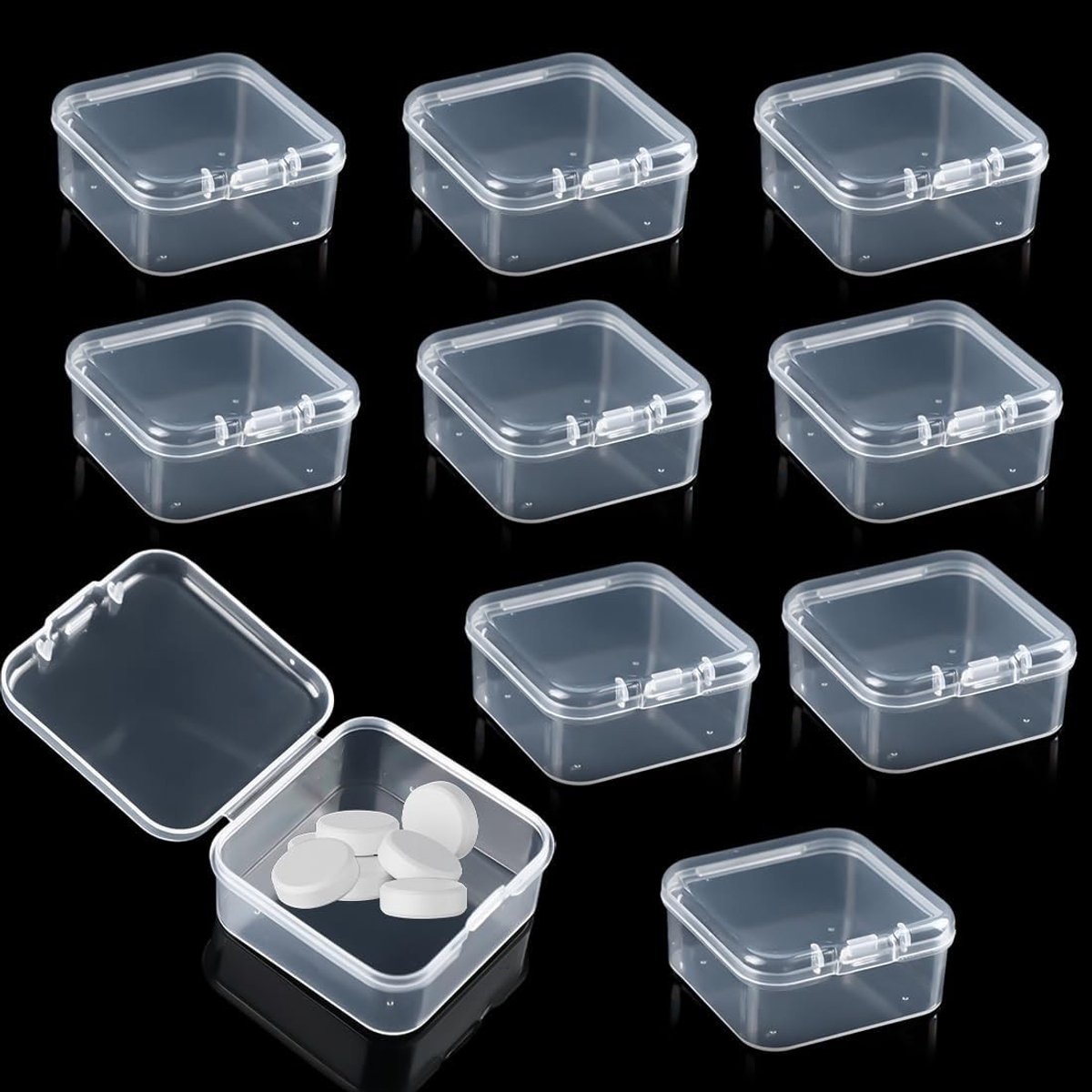 Set van 10 praktische medicijnboxen voor dagelijks gebruik - compacte pillenorganisers voor onderweg, ideaal voor het bewaren van medicijnen in elke tas.