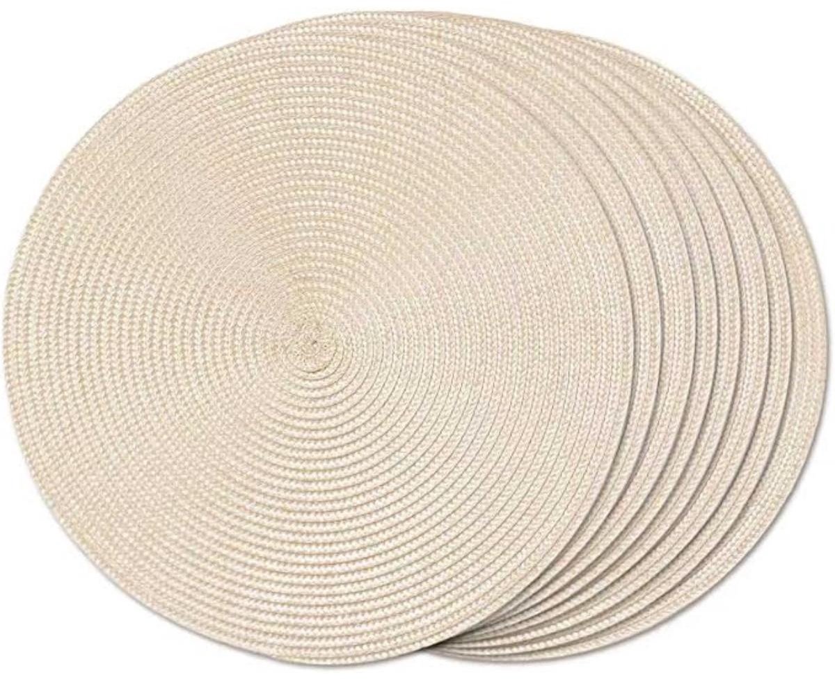 SSTRWGOOD 6 Stuks Placemats - Rond Tafelkleedje - Hittebestendig Geweven Tafelset - Diameter 38 cm - PP Materiaal - Geschikt voor Dagelijks Gebruik en Feestdagen - Antislip Onderzijde