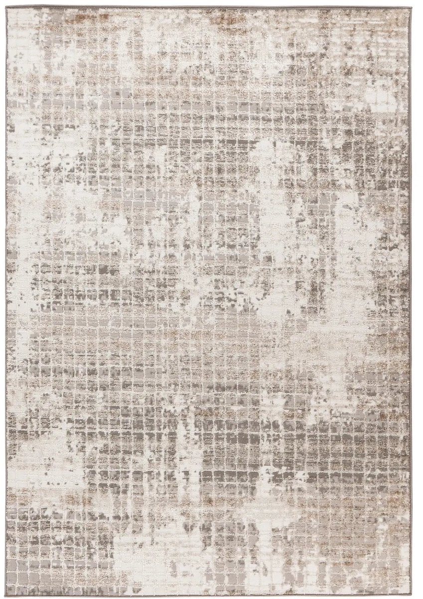 Dutch XXL Modern Vloerkleed | Tapijt | Milas | Raster | Zilver/Beige | 80x150 cm Zilver / Beige